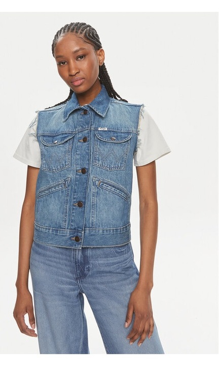 Vesta dama, Wrangler, 593377, Albastru, Bumbac, XS INTL