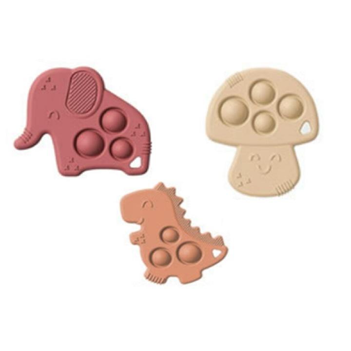 3 db-os baba rágóka játék készlet, élelmiszer minőségű szilikon, BPA mentes, többszínű