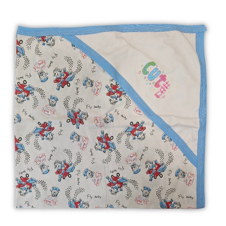 Prosop bebe cu gluga, CuteBaby, Bumbac, 90x90 cm, 0-2 ani