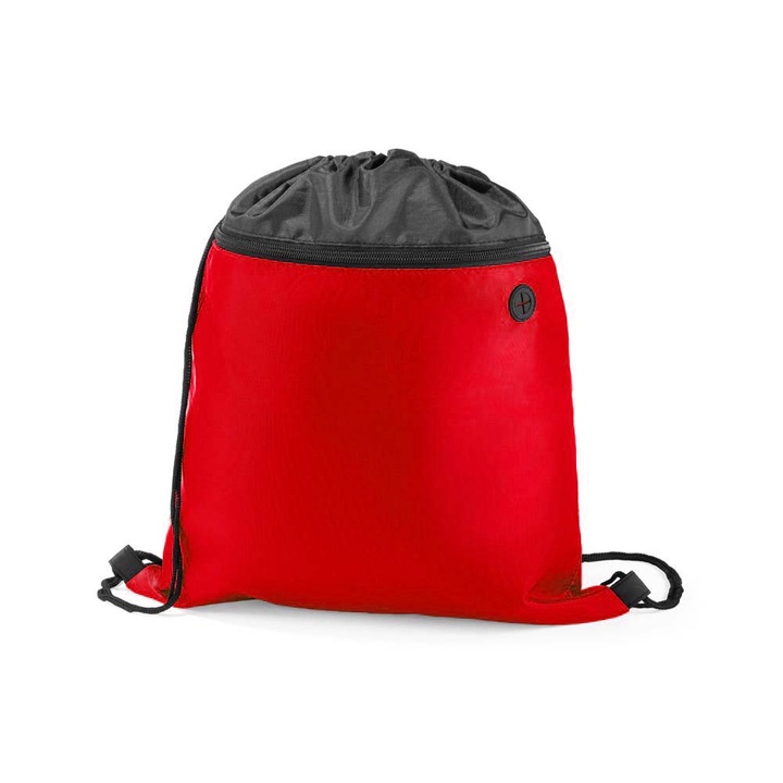 Rucsac, model dublu, 2 compartimente, cu fermoar, iesire pentru casti, 35 x 40 cm, rosu, Dalimag