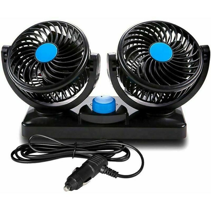 Ventilator electric, Enforose, pentru mașină, rotire 360°, compatibil 12V, funcționare silențioasă, design compact