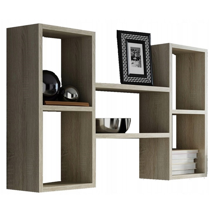 Raft, MATKAM, Polon, 92x21x65 cm, Decorativ si depozitare, Pentru Living/Hol/Dormitor, Suspendat, Clasic, Laminat, PAL, Stejar sonoma