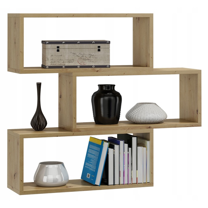 Raft, MATKAM, Adam, 65x21x31 cm, Decorativ si depozitare, Pentru Living/Hol/Dormitor, Suspendat, Clasic, Laminat, PAL, Stejar Artisan