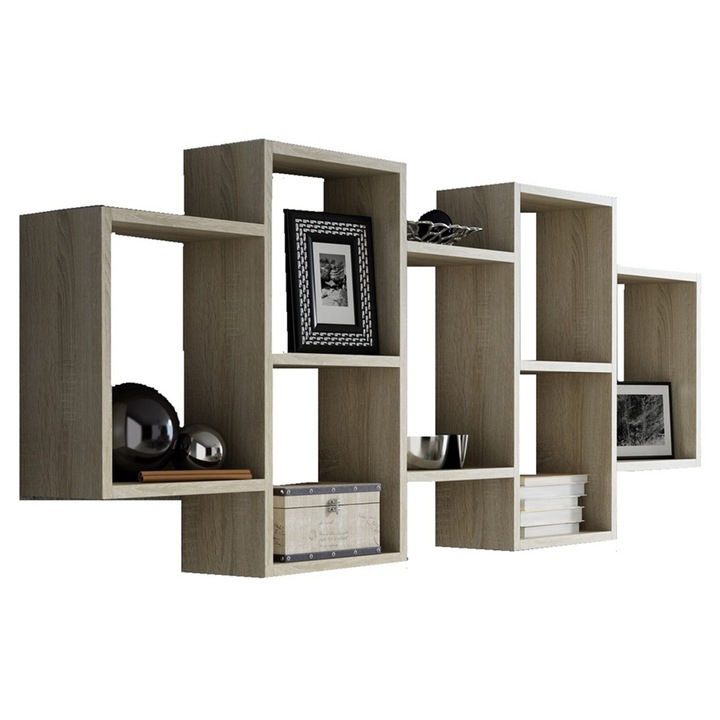 Raft, MATKAM, Polon Bis, 147x21x65 cm, Decorativ si depozitare, Pentru Living/Hol/Dormitor, Suspendat, Clasic, Laminat, PAL, Stejar sonoma