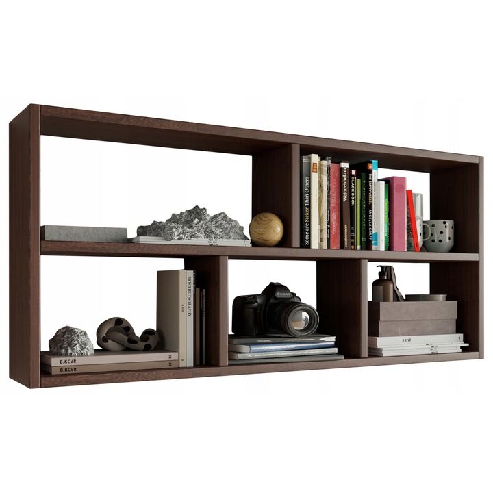 Polc, MATKAM, Teo, 114x25x50 cm, Dekoratív és tároló, Nappaliba/Előszobába/Hálószobába, Függesztett, Klasszikus, Laminált, Forgácslap, Wenge