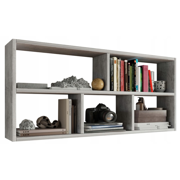 Polc, MATKAM, Teo, 114x25x50 cm, Dekoratív és tároló, Nappaliba/Hálószobába, Függesztett, Klasszikus, Laminált, PAL, Beton