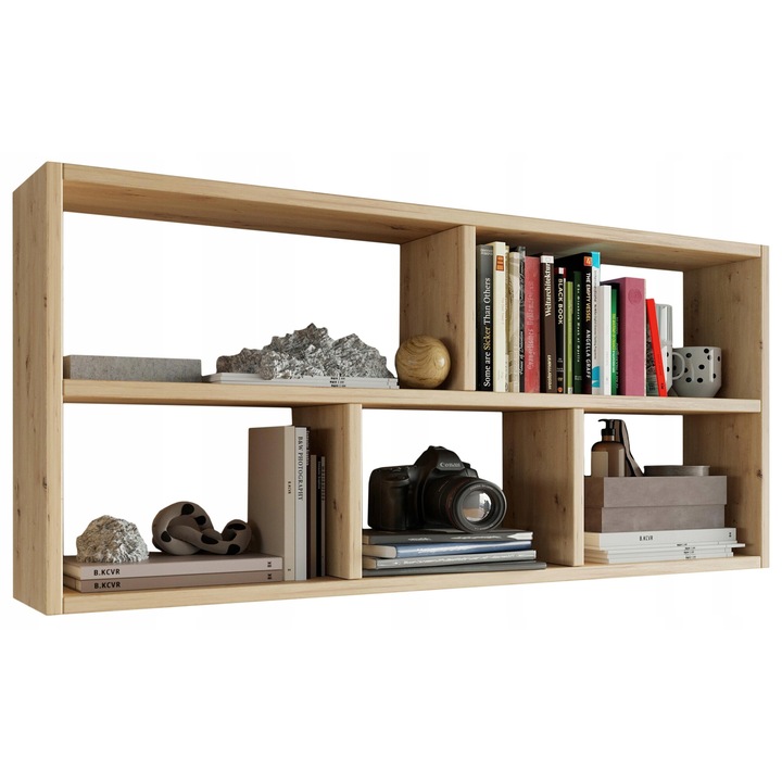 Polc, MATKAM, Teo, 114x25x50 cm, Dekoratív és tároló, Nappaliba/Hálószobába, Függesztett, Klasszikus, Laminált, Forgácslap, Kézműves tölgy