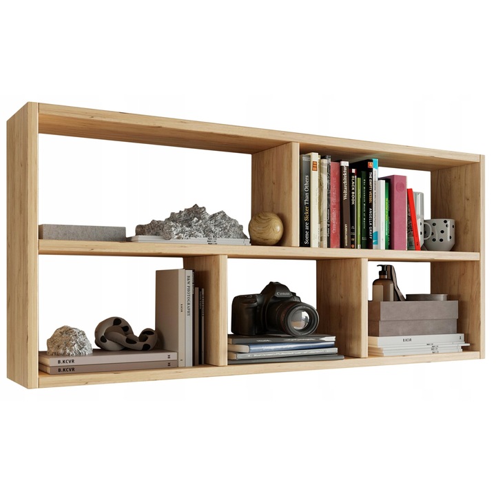 Polc, MATKAM, Teo, 114x25x50 cm, Dekoratív és tároló, Nappaliba/Hálószobába, Függesztett, Klasszikus, Laminált, Forgácslap, Sonoma Tölgy