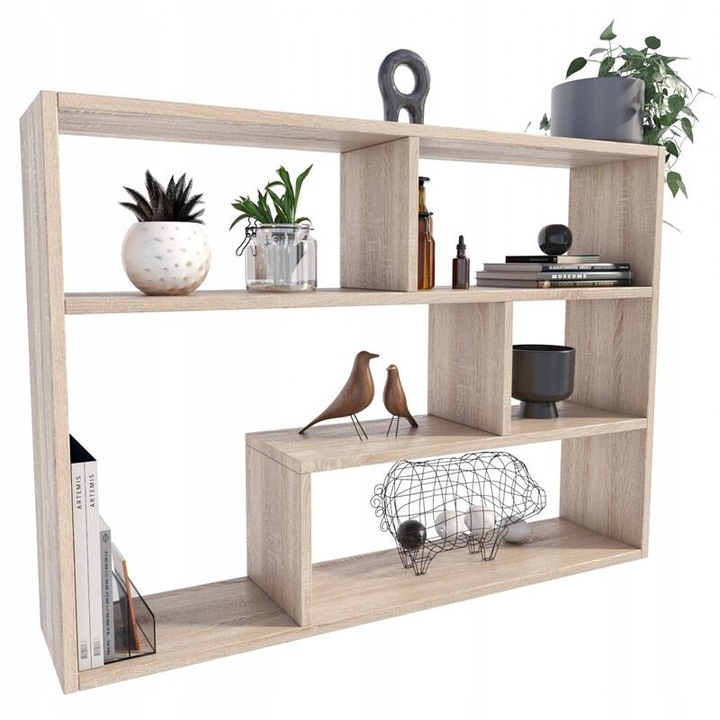 Raft, MATKAM, Fino, 92x21x70 cm, Decorativ si depozitare, Pentru Living/Hol/Dormitor, Suspendat, Clasic, Laminat, PAL, Stejar sonoma