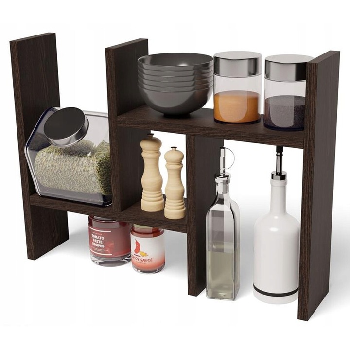 Raft, MATKAM, EX3, 74x12x44 cm, Decorativ si depozitare, Pentru Bucatarie, De sine statator, Clasic, Laminat, PAL, Wenge