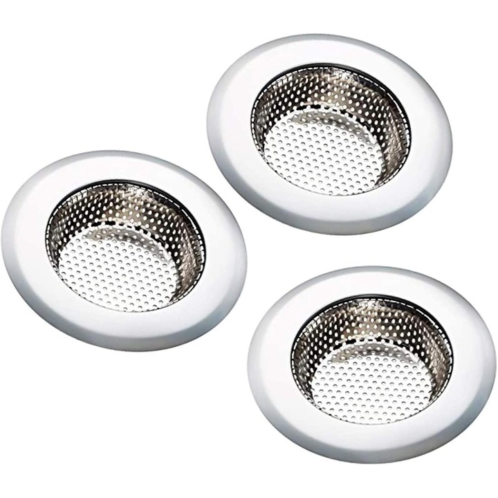 Цедка за мивка от неръждаема стомана, Enforose, комплект от 3 части, подвижна конструкция, диаметър 11,5 см, екологична употреба