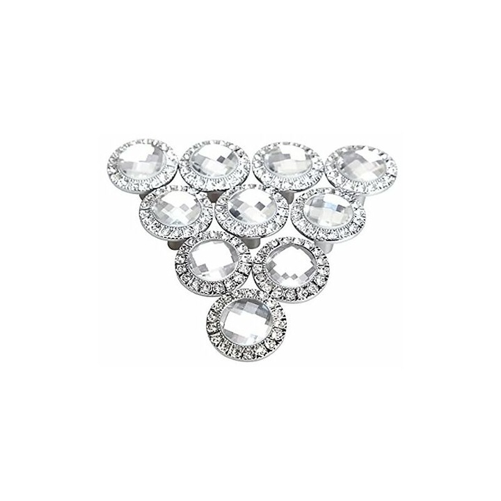 Butoane decorative pentru sertare in forma de diamant, material din aliaj de zinc cu instalare usoara pentru decorarea mobilierului de casa, argintiu, set de 10