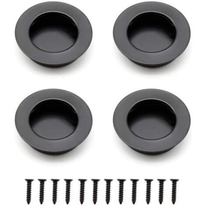 Set 4 manere pentru usi, AMRINUGL, inox, negru, design universal, instalare usoara, finisaj elegant