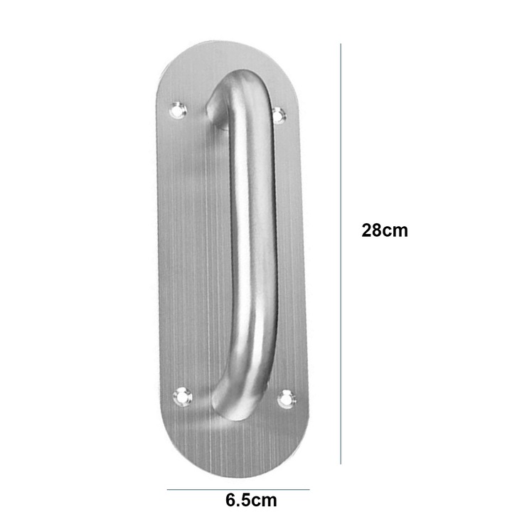Set Manere Usa, Inox, Patrat si Oval, Argintiu, 200x65x1.2mm / 300x80x1.2mm / 280x65x1.2mm