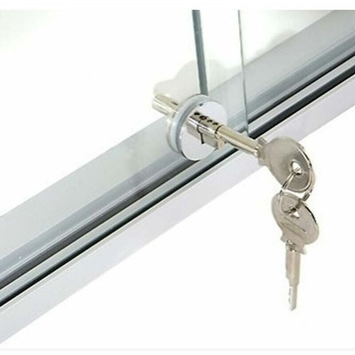 Мобилна ключалка, AMRINUGL, изработена от здрава цинкова сплав, с противоплъзгаща подложка, 2 електрически ключа, за стъклени витрини