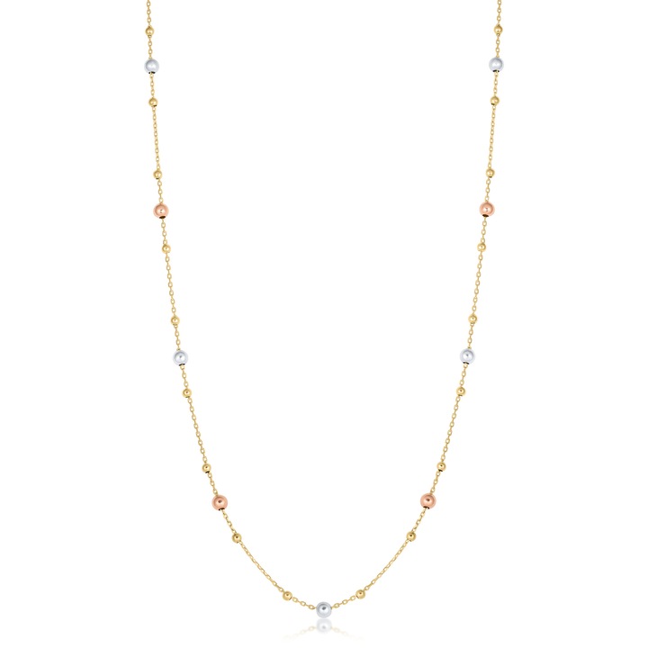 Colier din Aur Galben, Alb si Roz de 18 Kt cu Bile, Sandra Ferretti, 2.06g