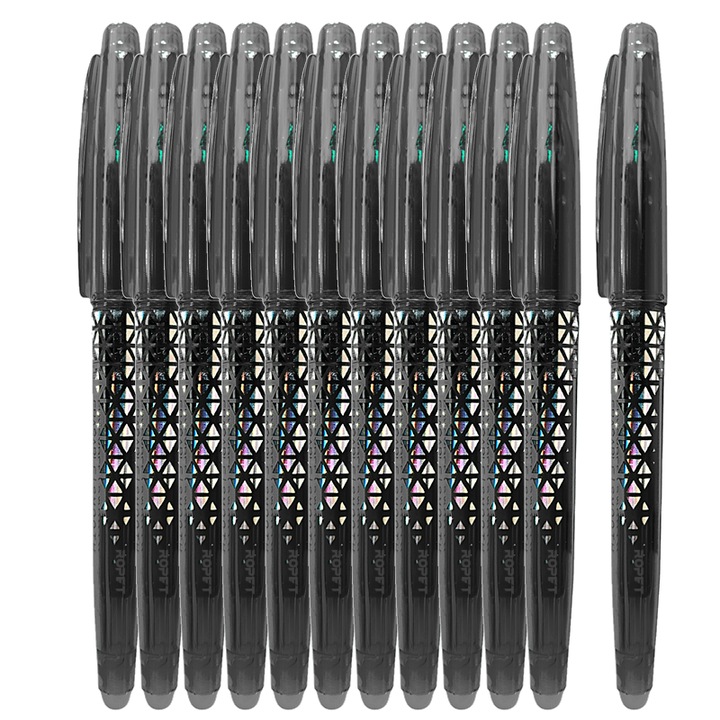 Set Pix cu Radiera 0, 7mm, Roller, 12 bucati, negru