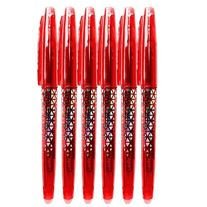 Set Pix cu Radiera 0, 7mm, Roller, 6 bucati, rosu