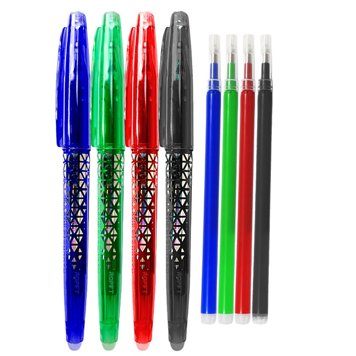 Set 4 Pix cu Radiera 0, 7mm si 4 Rezerve, Roller multicolor