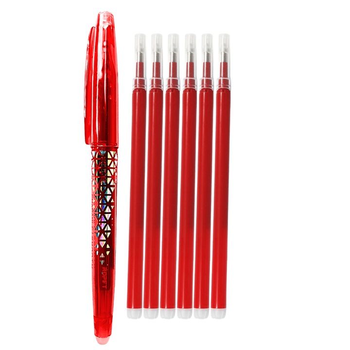 Set Pix rosu cu Radiera 0, 7mm si 6 Rezerve