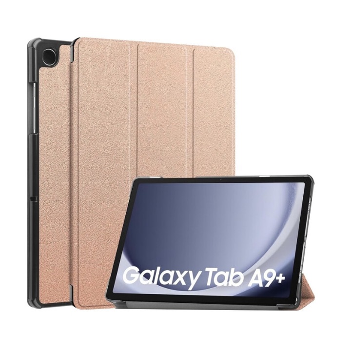 Калъф, Съвместим с Samsung Galaxy Tab A9+ Plus 11 инча UltraSlim стойка тип сън/събуждане Aiyando, розово злато