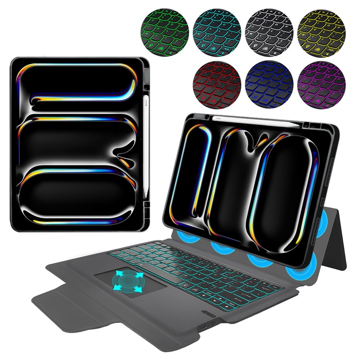 Smart Keyboard Case за iPad Pro 13 2024 + фолио, Tuds Protection, A42, Premium Lexgard, Pitch Black
