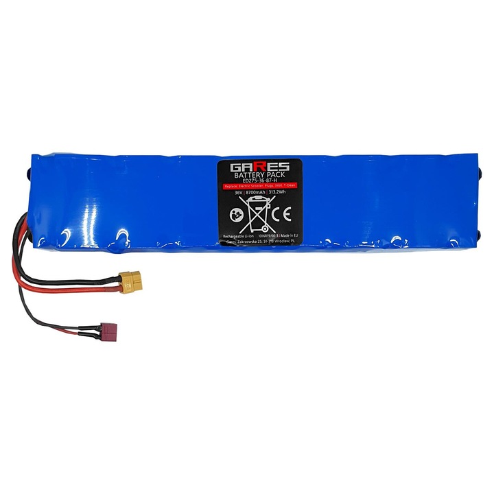 Baterie Gares, 36V 8, 7Ah, pentru Scuter electric connector XT60, T-Dean, albastru