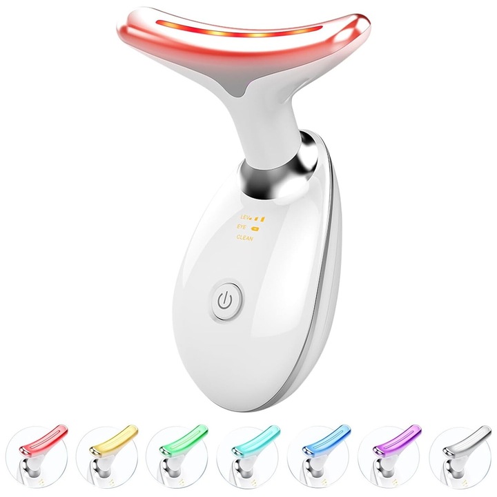 EvoSmart, ES-1080 arcránccsökkentő és nyakápoló eszköz, lifting, mirocirkulációs stimuláció, EMS stimuláció, masszázs, vibráció, fűtő funkció, öregedésgátló hatás, 7 szín