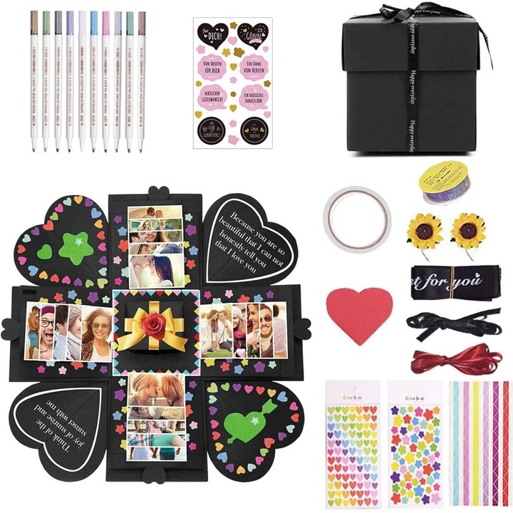 Set album scrapbook 3D, AMRINUGL, design pop-up, 8 carduri organizatoare, carton