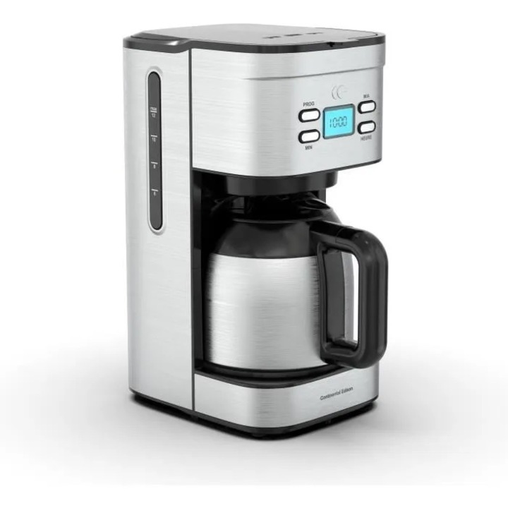 Дигитална кафемашина CONTINENTAL EDISON, CF12TIXTH, изотермичен филтър, 800W, 1.2 л, сребрист/черен