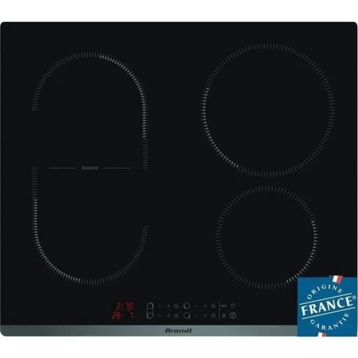 Котлон за вграждане BRANDT BPI6427B, 3600W, Индукция, 4 зони за готвене, Стъкло, Черен