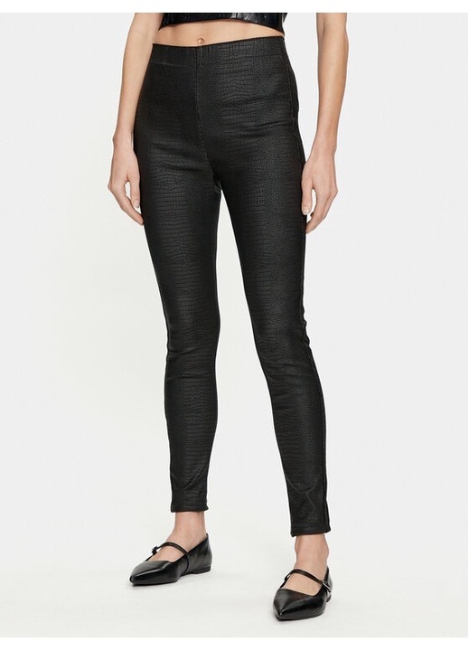 Női nadrág, Krém, 768228, Fekete, Eco-bőr, Fekete