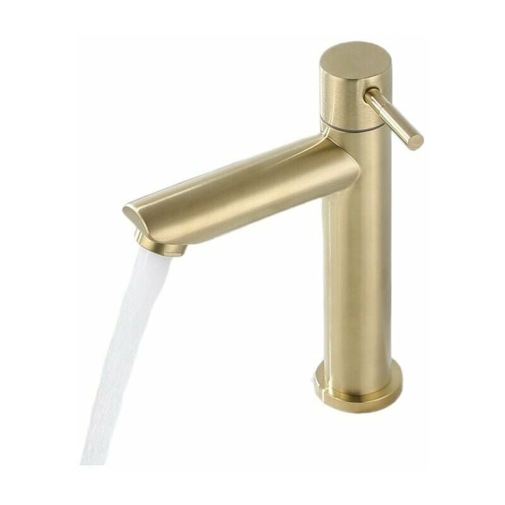 TNEAYWHE fürdőszobai csaptelep, szálcsiszolt arany, egyszerű telepítés, elegáns kialakítás, egykaros hőmérséklet-szabályozás