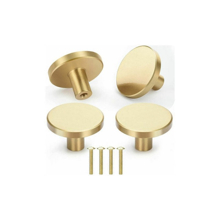 Manere de cabinet aurii, AMRINUGL, constructie din alama solida, finisaj aur periat