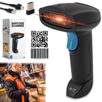 Cititor coduri de bare wireless laser, GlowforHome, 1D/2D/QR/EAN-13, Scanner Portabil Fara Fir, Rezistent Socuri, Depozit, Retail, Magazin, Bluetooth, Acumulator 1800mAh, Reincarcabil USB, 2.4 GHz WiFi max 100m, Compatibil PC/Mac/POS, Mod Offline, Sunet