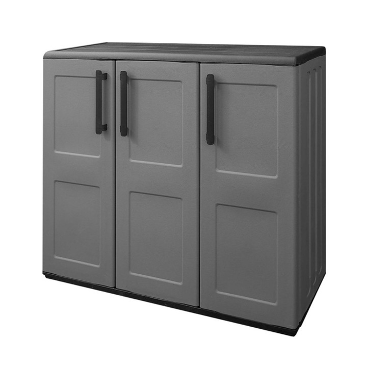 Градински шкаф Artplast Free Line, 3 врати, пластмаса, антрацитно сиво, 102 x 37 x 84 cm