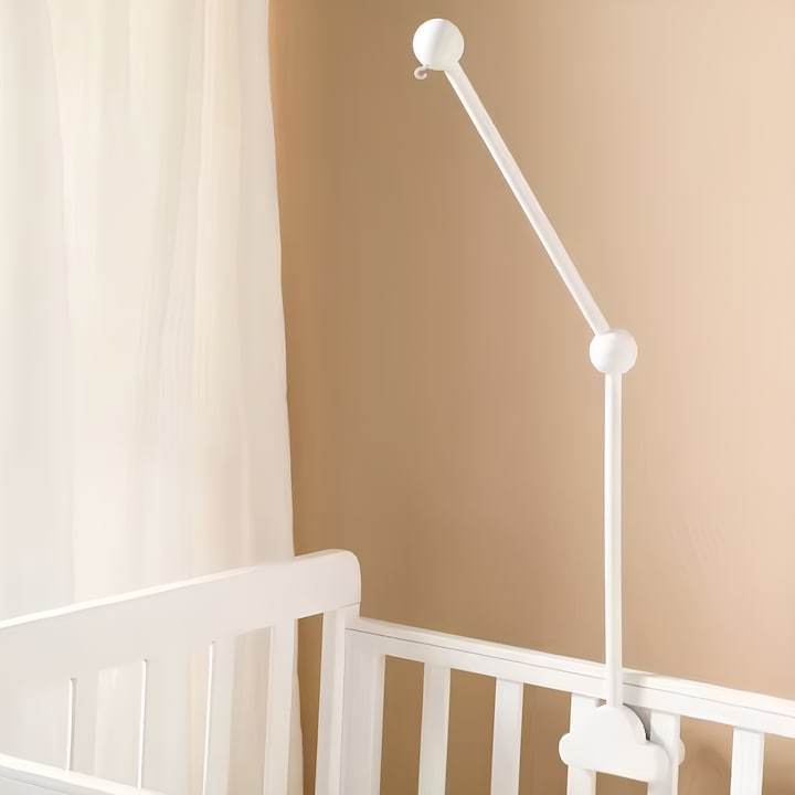 Suport mobil pentru patut bebelusi din lemn, Arelair Magic Box®, piesa in forma de nor, reglabil si flexibil, cadru ajustabil pentru carusel, jucarii, decor patut si camera copii, usor de instalat, cadou nou nascut, alb