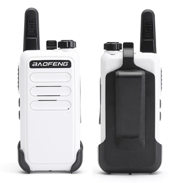 ​​​​​​​Set Doua Statii Walkie Talkie Baofeng BF R5 Transceiver UHF Radio alb