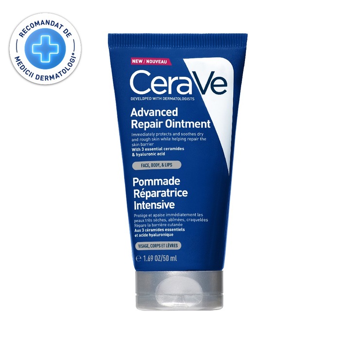 Balsam reparator Cerave cu actiune avansata pentru piele uscata si crapata, 50 ml