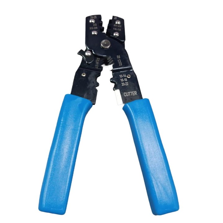 Krimpelő fogó, ZakupyTV, 0,08-5,26 mm2, 18,2x10,5 cm, kék/fekete