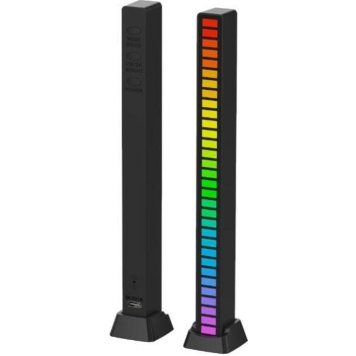 Компактен еквалайзер ZakupyTV ZS52, 32 RGB светодиода, вграден микрофон, черен