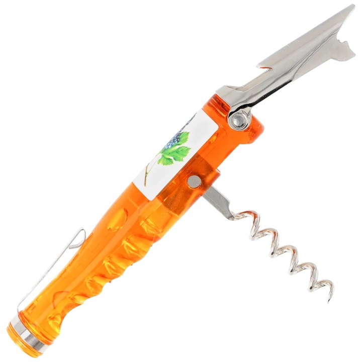 Deschizator De Vin, Due Cigni, Bottle-Shaped VM-10 ORG, Tirbuson In Forma De Sticla, Design Modern Si Compact, Perfect Pentru Bucatarie Sau Cadou, Mecanism Rezistent Din Otel, Usor De Utilizat, Accesoriu Somelier, 12 cm, Portocaliu