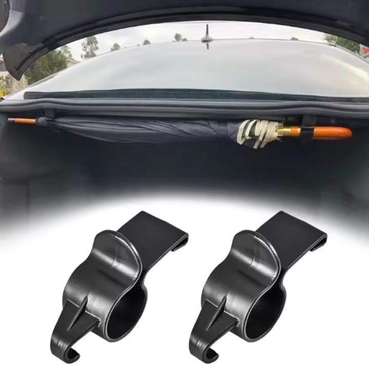 Комплект от 2 държача за чадър / мрежа за багажник, универсален, черен