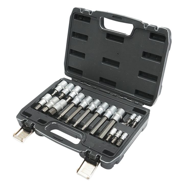 Set biti imbus hexagonale, UTB, scurt, lungi, 1/4', 1/2", 18 piese