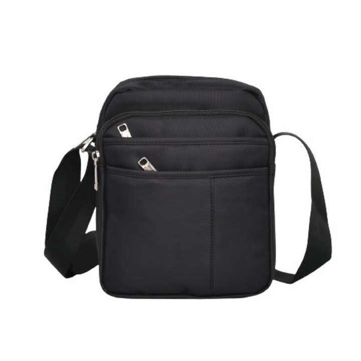 Férfi táska 7102-1, Textil, 20/25/8 cm, Fekete