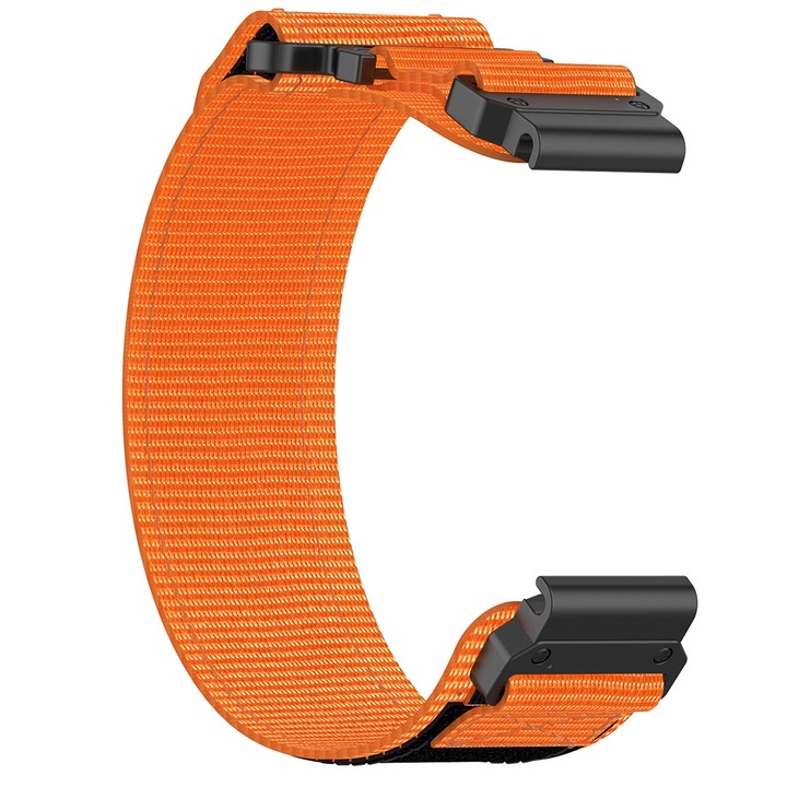 Curea pentru Garmin Fenix 3/3 HR/5X/5X Plus/6X/6X Pro/7X/7X Pro Solar, Watchband QuickFit, C66, Textil, Orange
