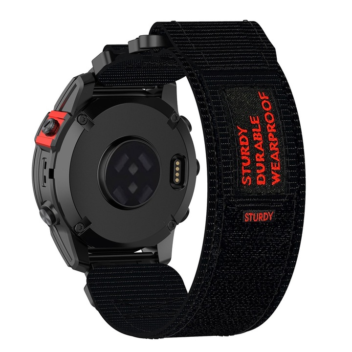 Aiyando Garmin Fenix 3/3 HR/5X/5X Plus/6X/6X Pro/7X/7X Pro Solar 26 mm-es Quickfit szövetszíj, fekete