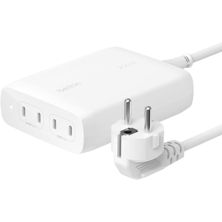 Belkin töltő, 4 USB-C port, 200 W, fehér