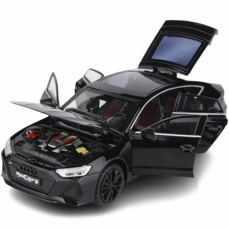 Masina de jucarie, tip AUDI RS7, metal, sunet si lumina, neagra, 1