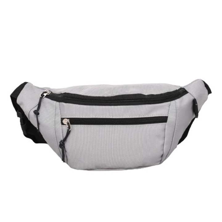 Чанта за кръст 3030, Текстил, 28/13/9 см, Сива